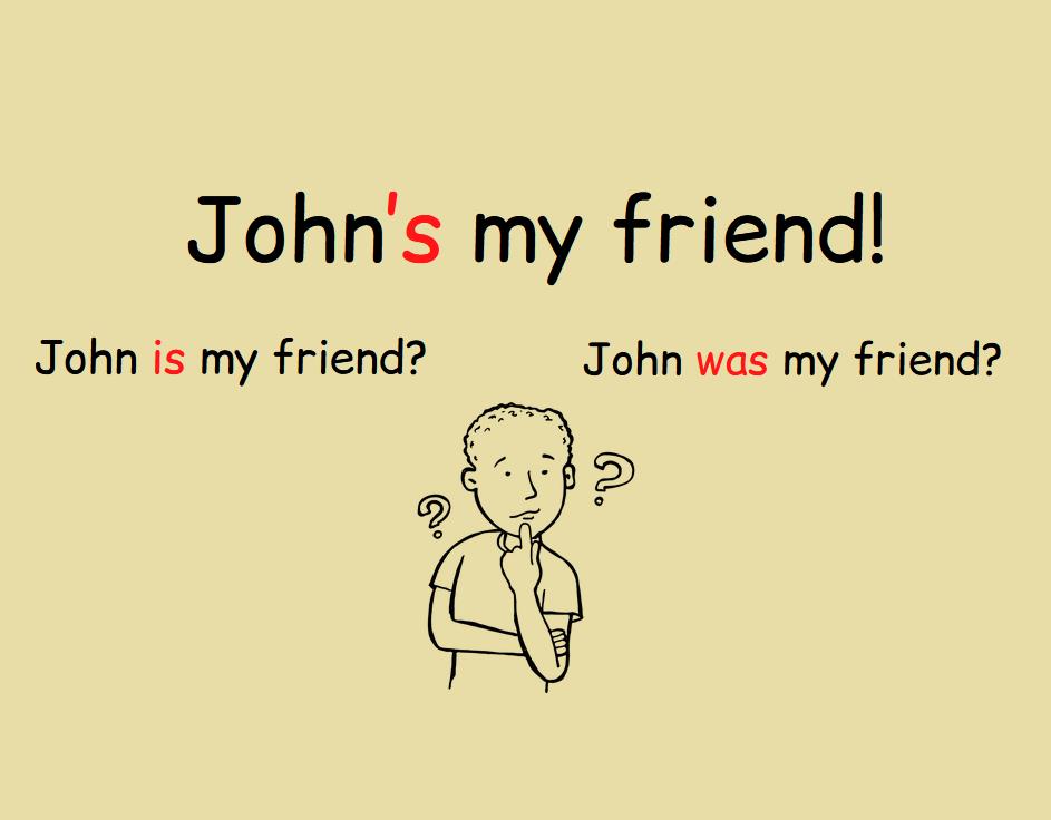 An example of a sentence that shows that contraction of the verb to be in Past Simple can make the sentence incomprehensible