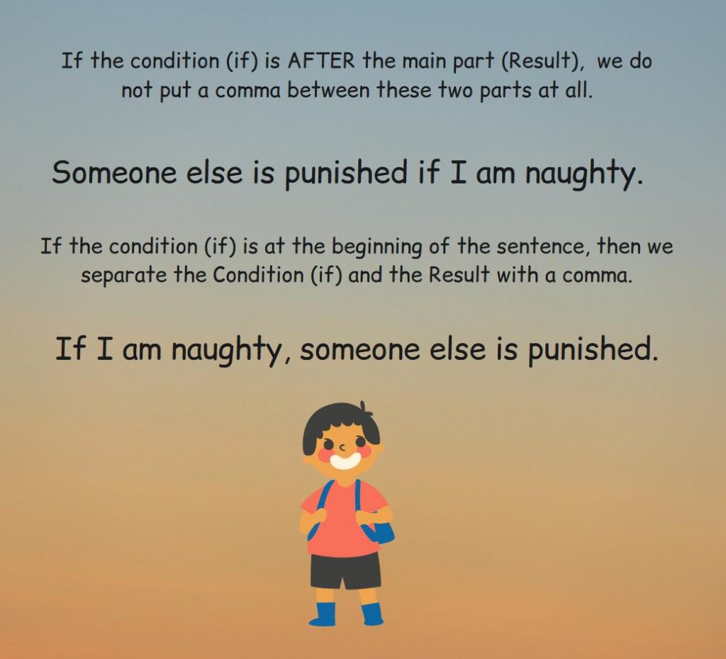 How we use comma in conditionals, explanations and examples.
