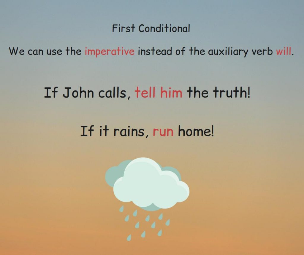 How to use the imperative instead of the auxiliary verb will in first conditional.