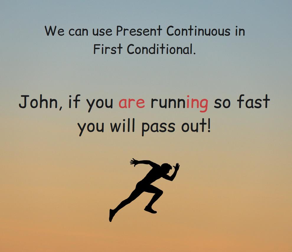 Present continuous in first conditional.
