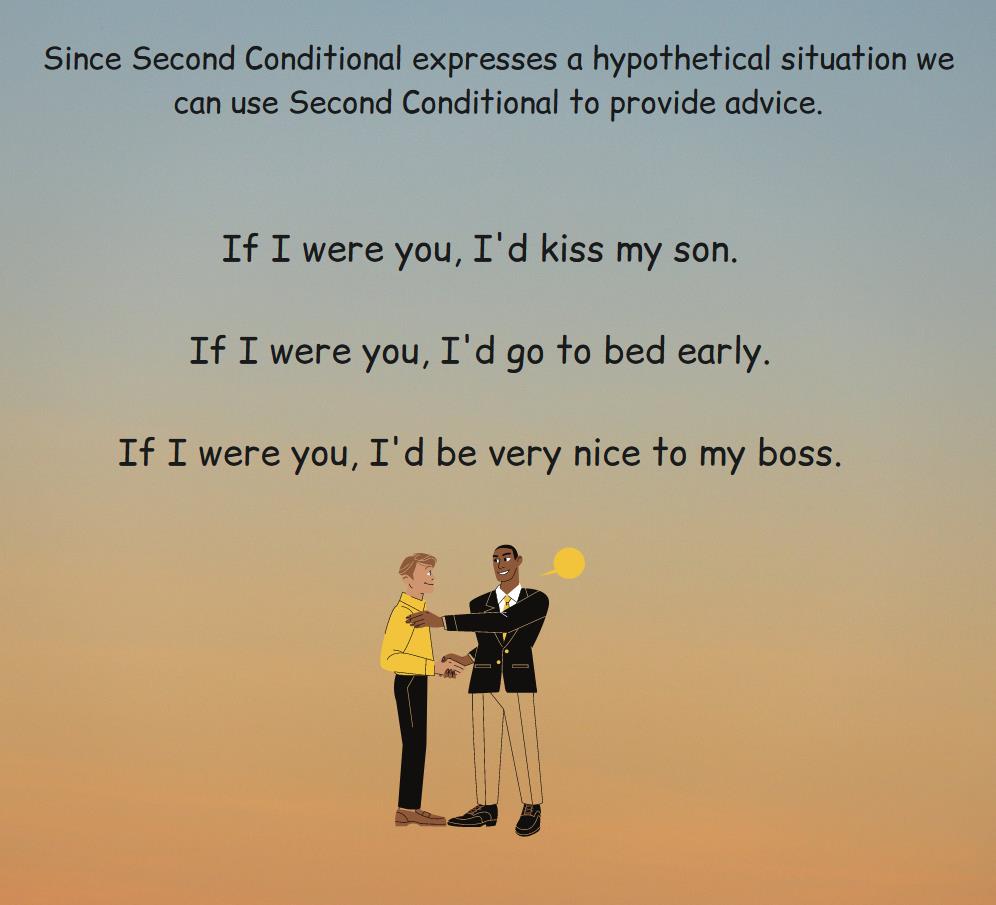 Rule and example how we can use second conditional to provide advice.