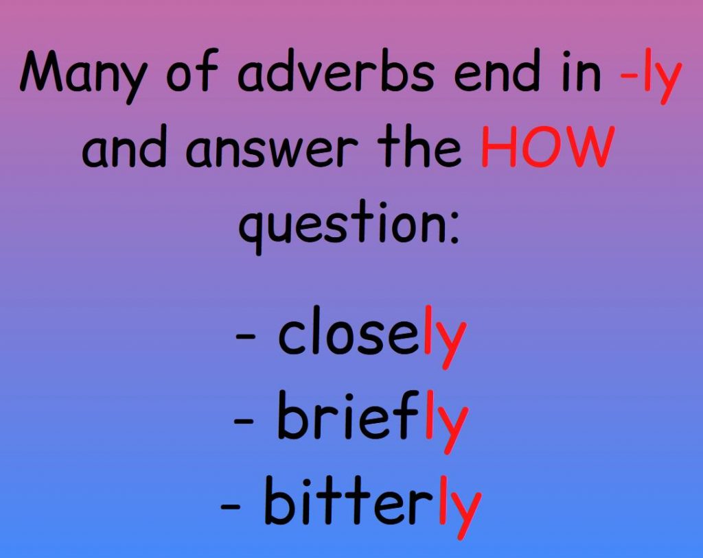 Scheme shows the endings of adverbs