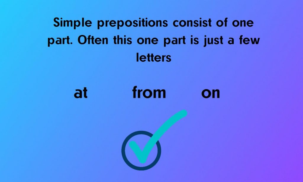 Rule and some examples of simple prepositions.