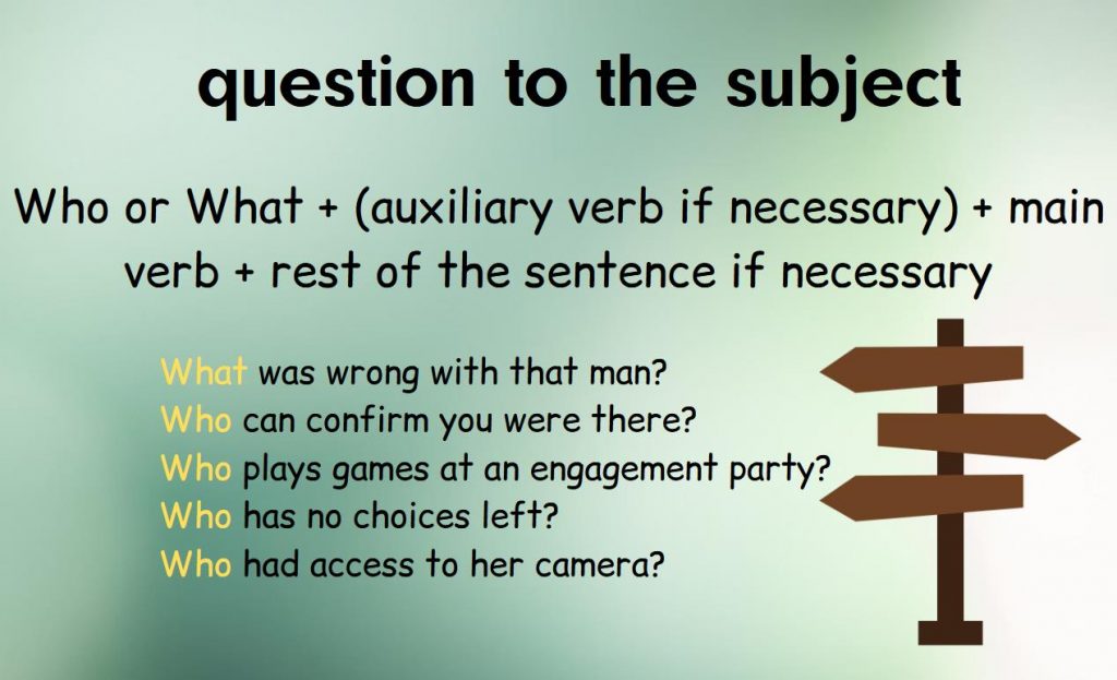 Formation of a question to the subject, examples of using questions to the subject
