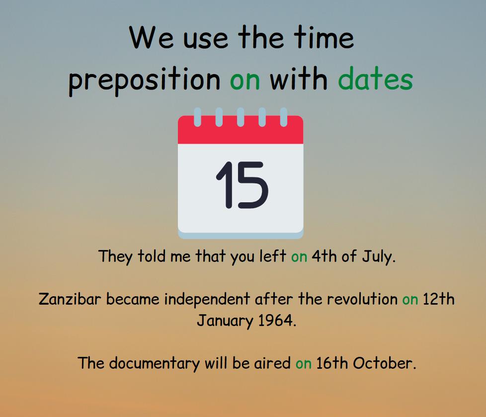 Rule and example of using the preposition On together with dates