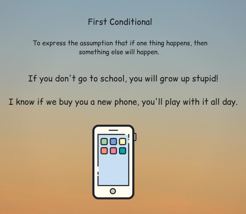 Explanation why we use first conditional.